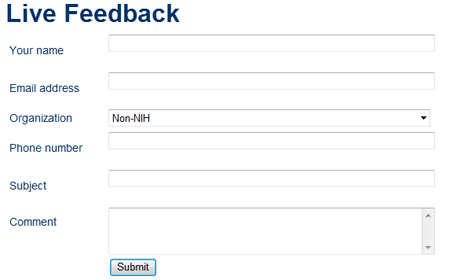 Image of Live Feedback form